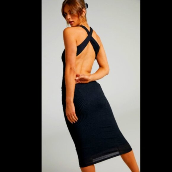 Crossed Back Dress Black Lined - Picture 5 of 5